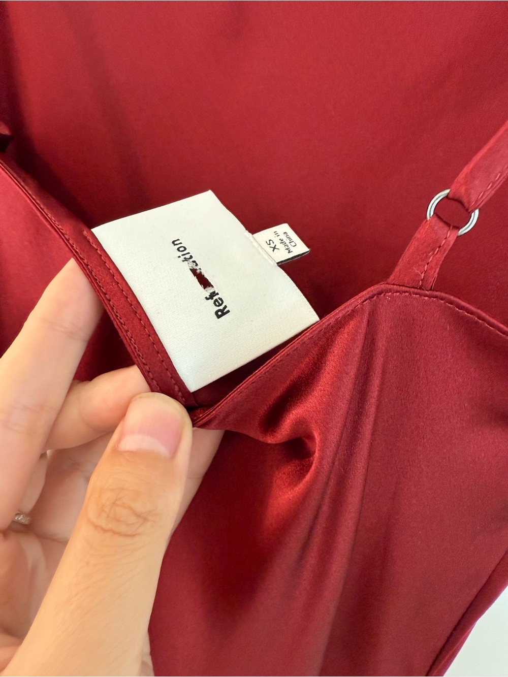 NEW REFORMATION Parma Silk Burgundy Red Slip Dress, wedding guest max dress - Picture 13 of 14